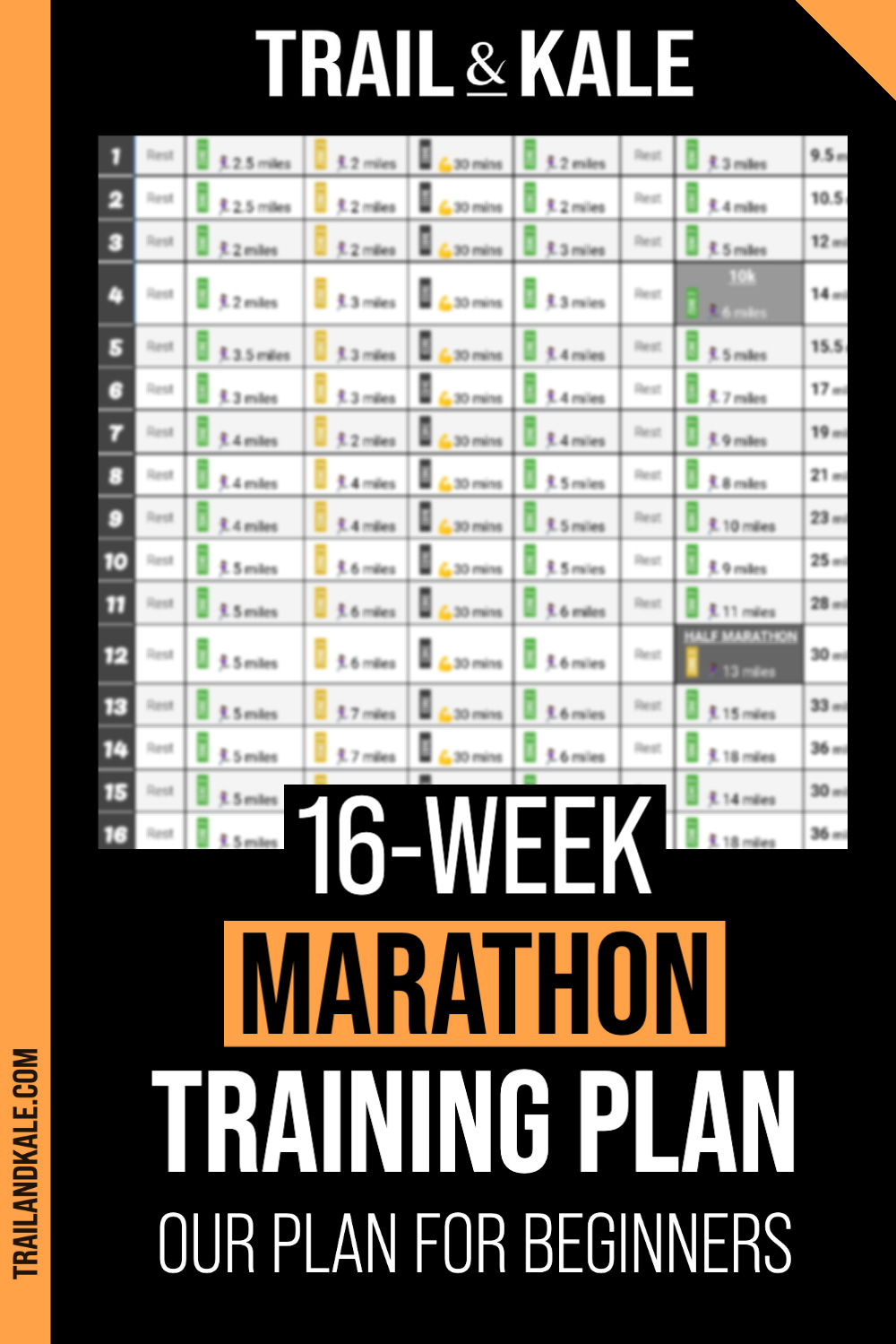 16 Week Marathon Training Plan Our Plan For Beginners by Trail Kale