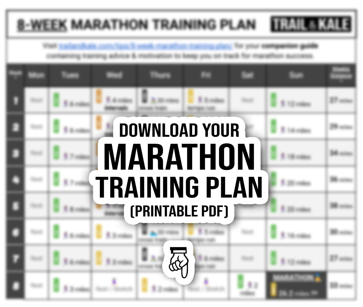 8 WEEK MARATHON TRAINING PLAN TRAIL AND KALE click to unlock out of focus