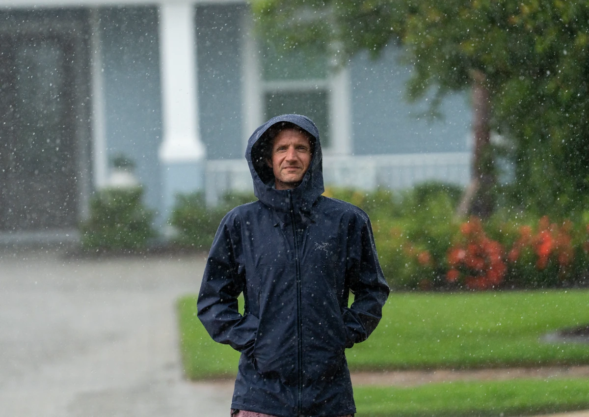 StormHood on its loosest setting for helmet compatibility