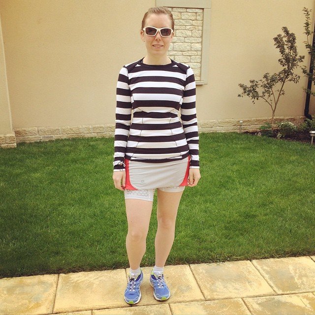 Salomon X-Scream 3Ds with Salomon S-Lab Exo Skort, Lululemon Run Long Sleeve top