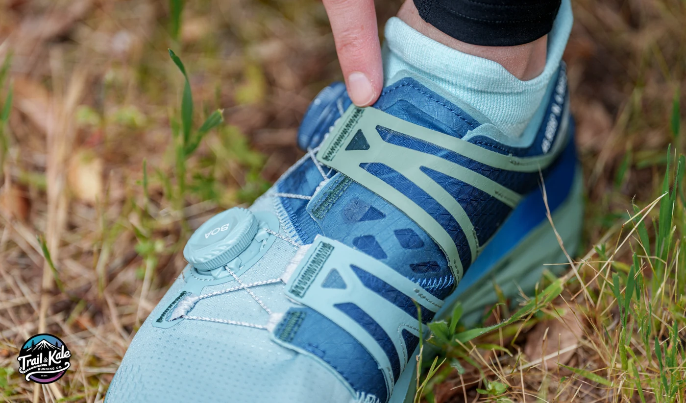 A closer look at the BOA PerformFit Wrap on the Altra Mont Blanc trail running shoes.