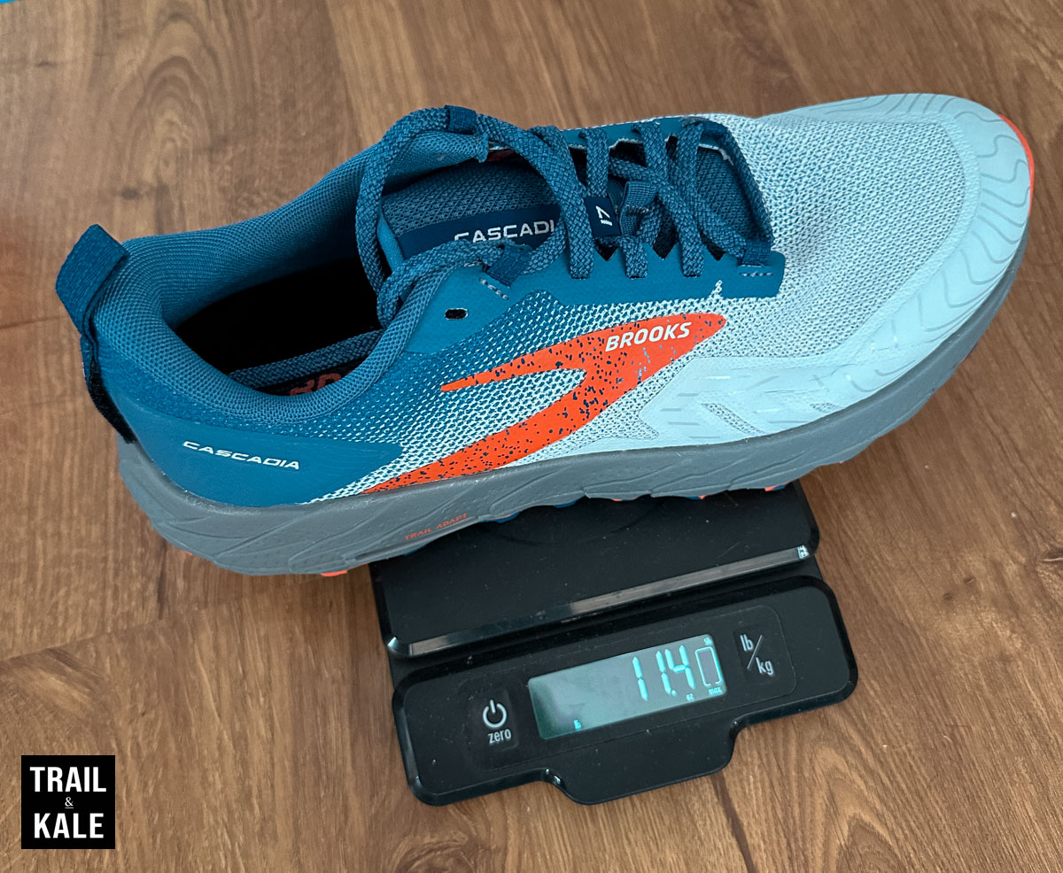 Brooks Cascadia 17 weighs 11.4 oz