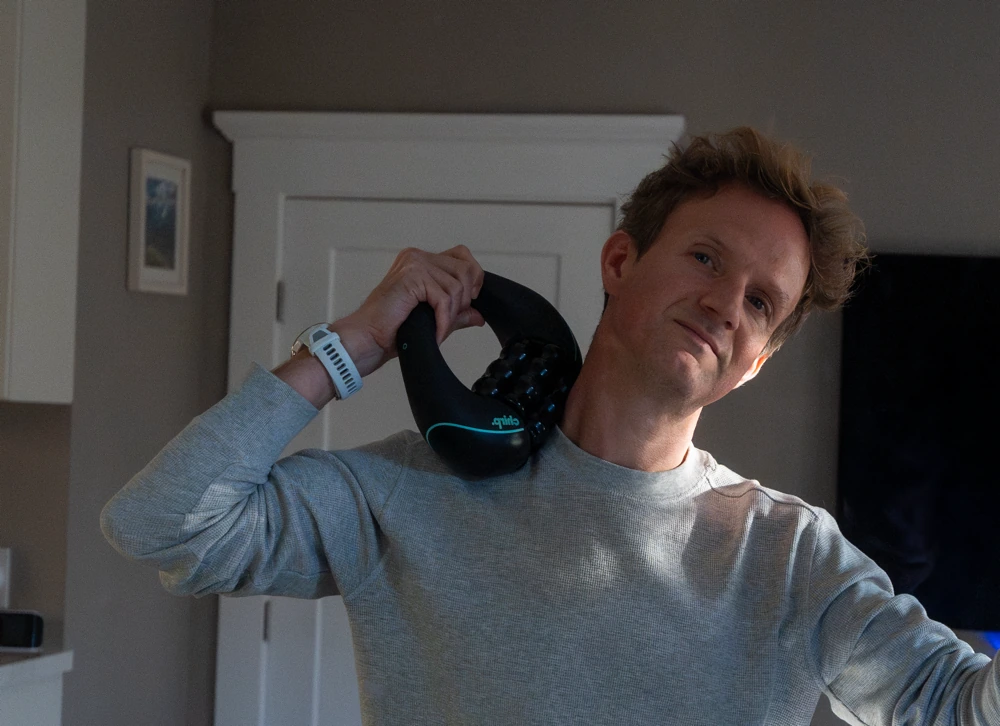 Me using this Chirp RPM Mini on my neck - it feels so good releasing tension here