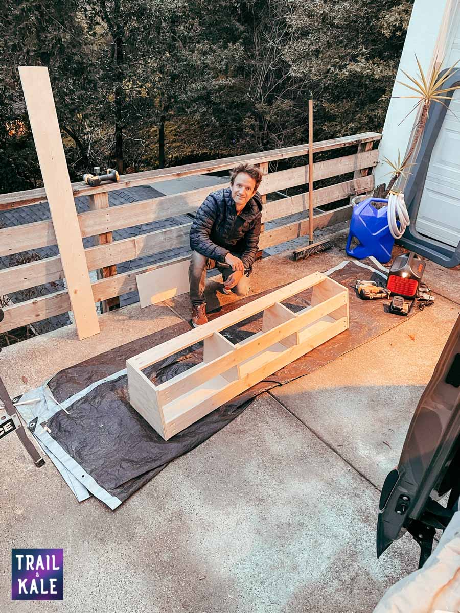 DIY Sprinter van build van conversion cabinets trail and kale web wm 7