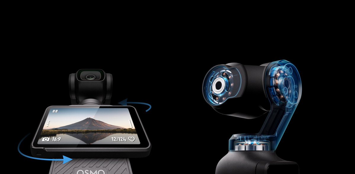 DJI OSMO Pocket 3 screen rotation and 3 axis stabilisation