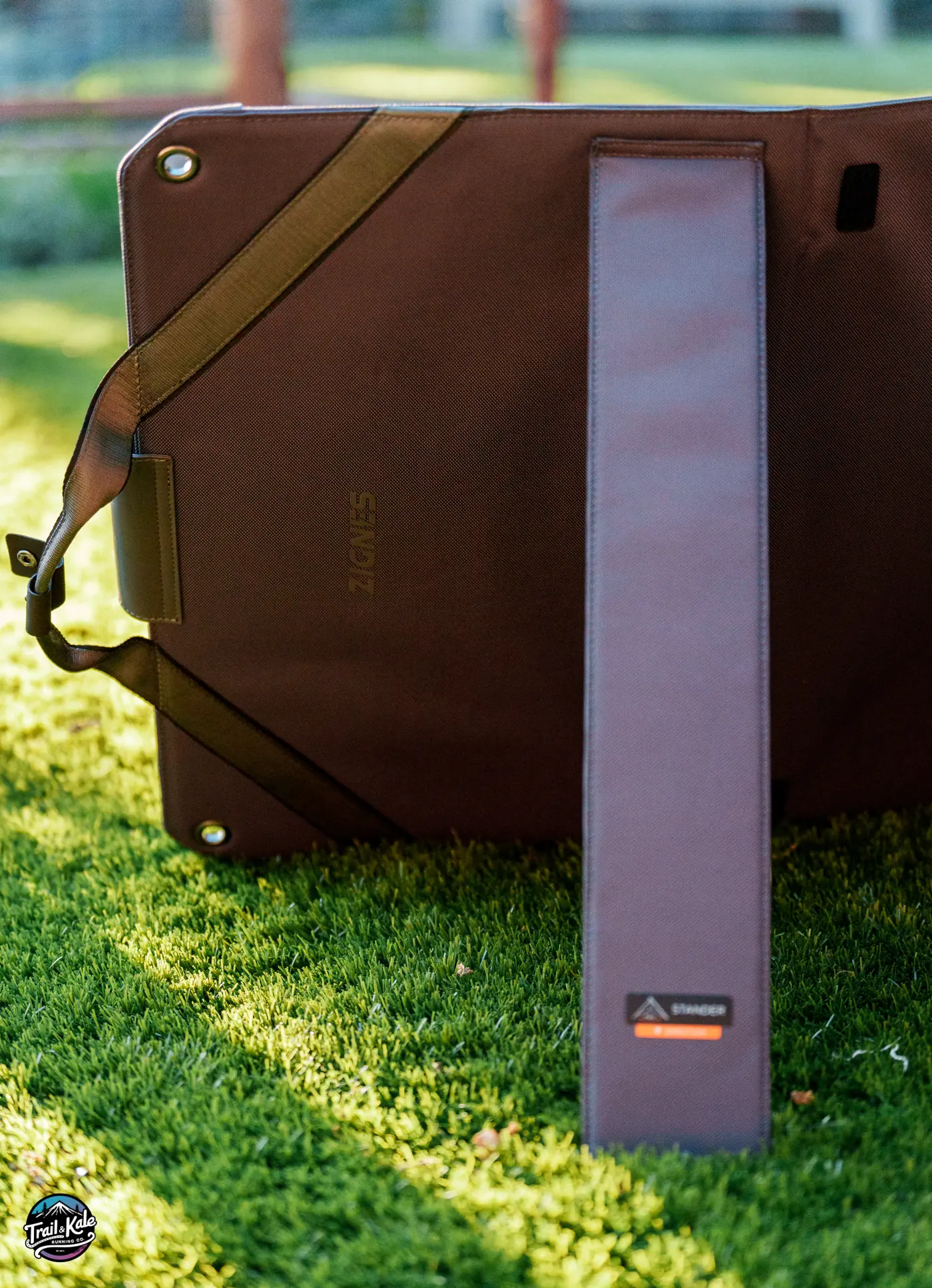 Props to angle the DJI power station's solar panel towards the sun for best charging