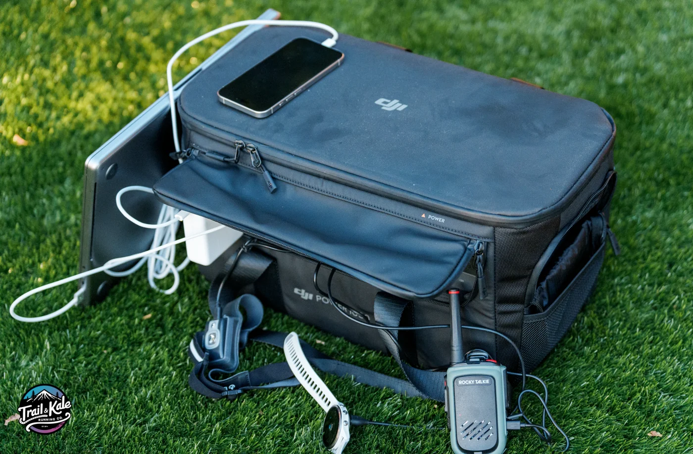 Using the DJI Power 1000 portable power station while in its protective storage bag - complete with side vent windows.