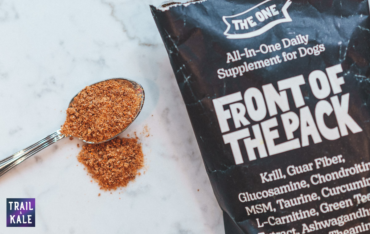 Front of The Pack Review The One Supplement for dogs product photo Trail and Kale web wm 8