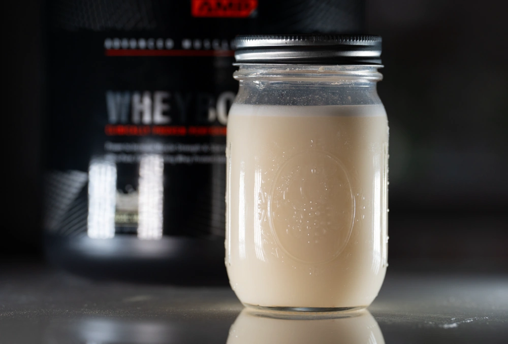 GNC AMP Wheybolic protein powder mixed with water
