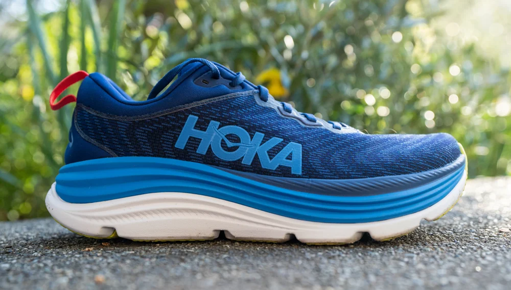 Hoka Gaviota 5 side profile shows the early stage meta rocker geometry