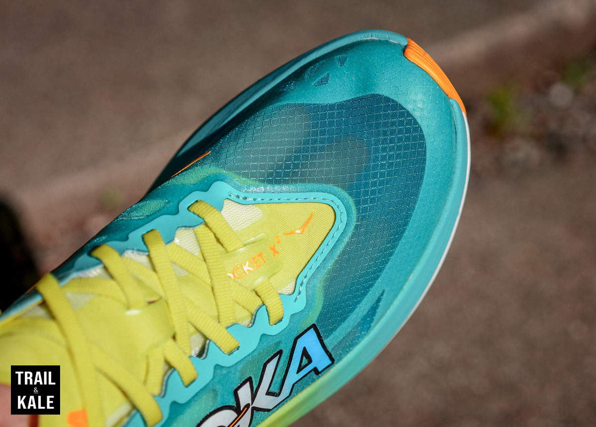 Rocket X 2's upper is so thin you can easily see my fingers inside the shoe.