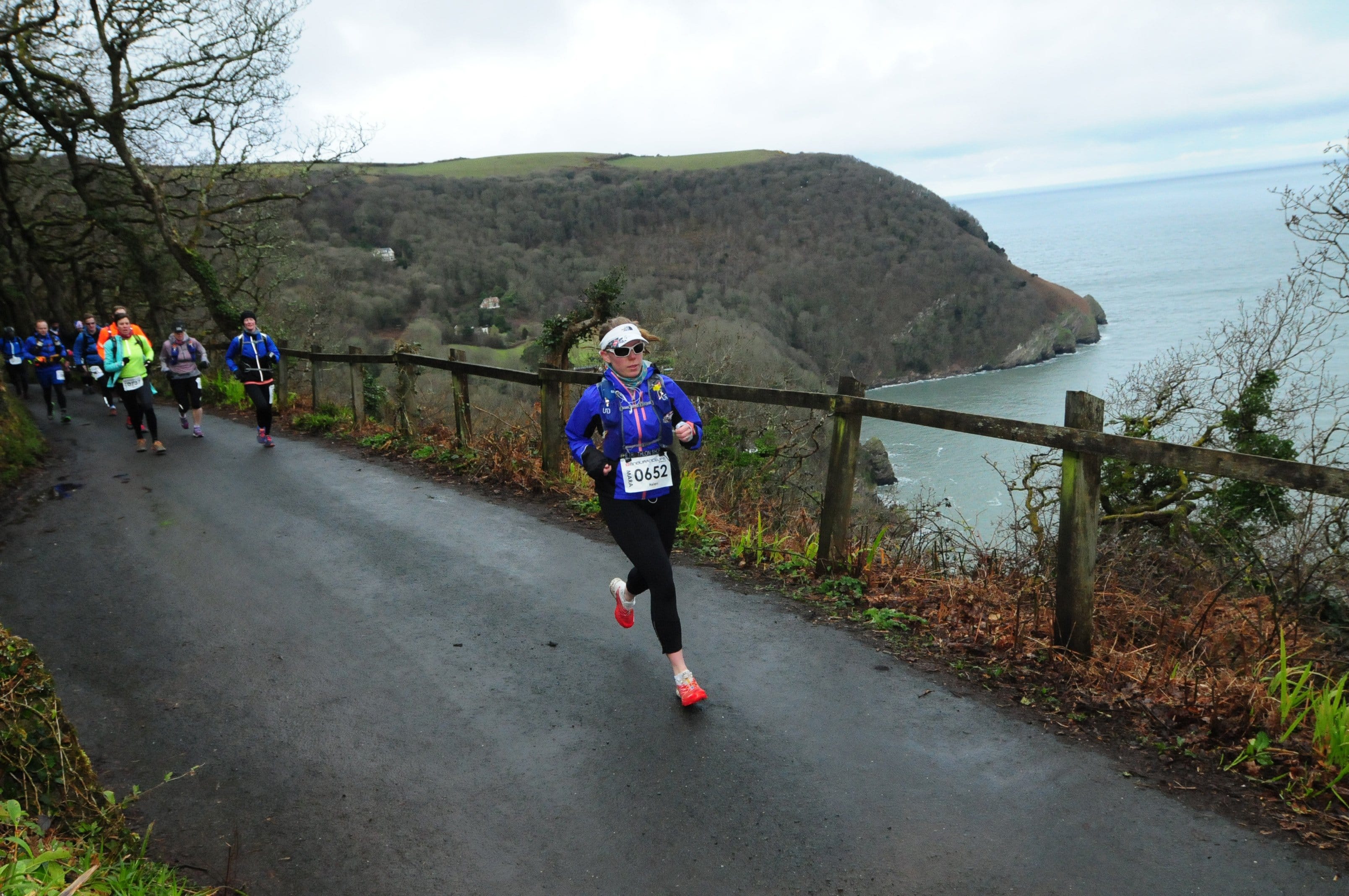 Looking cold and serious near the start of the race