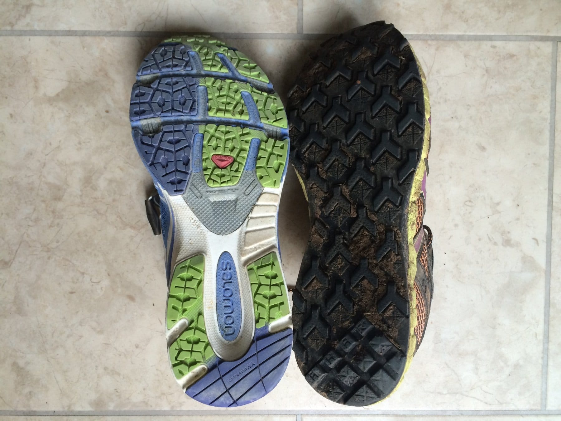 Salomon X-Scream 3Ds tread compared to Asics Gel-Fuji Trainer 3s