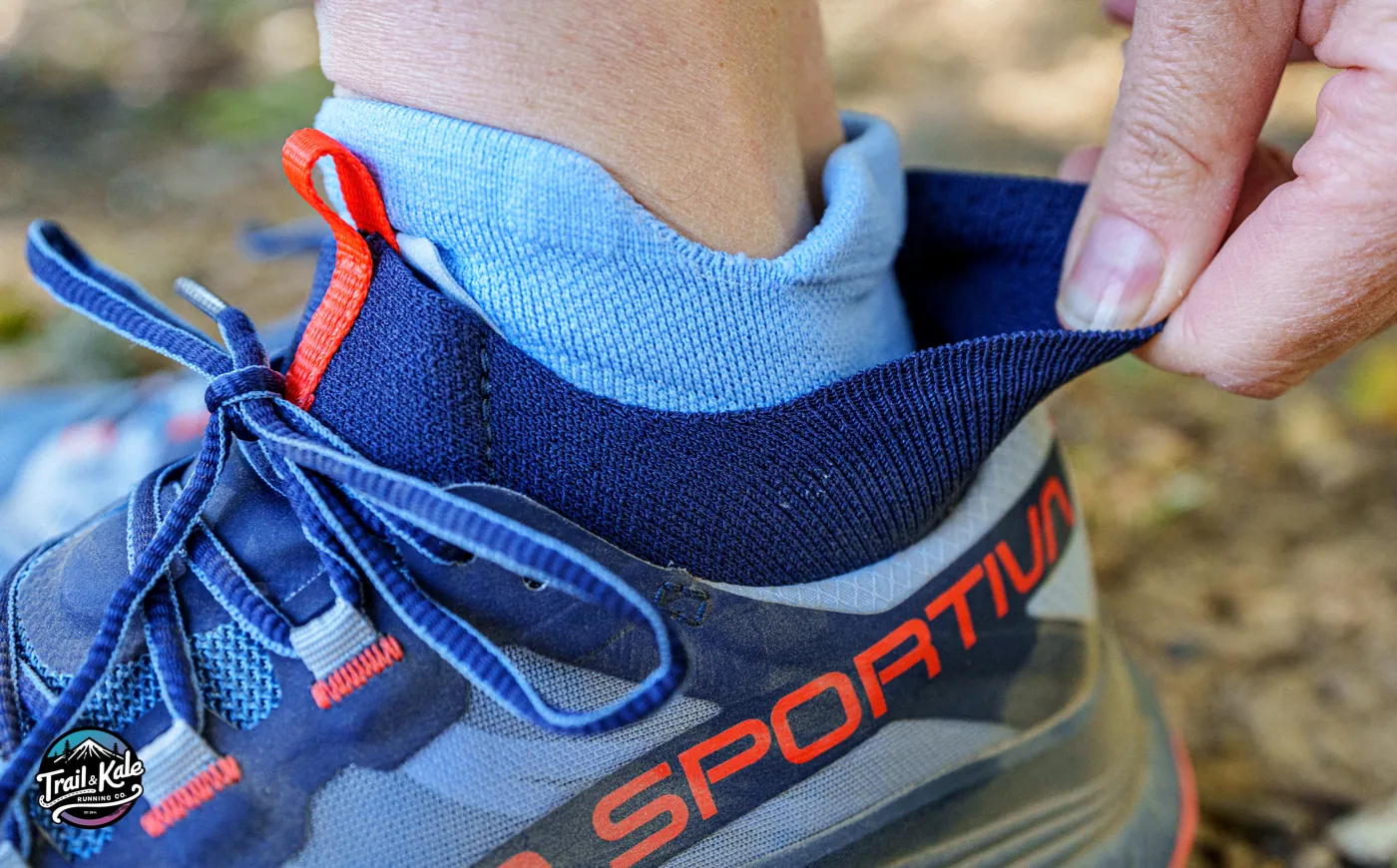 That stretchy ankle gaiter on the Levante, designed to help hold your feet in place while preventing debris from entering your shoe.