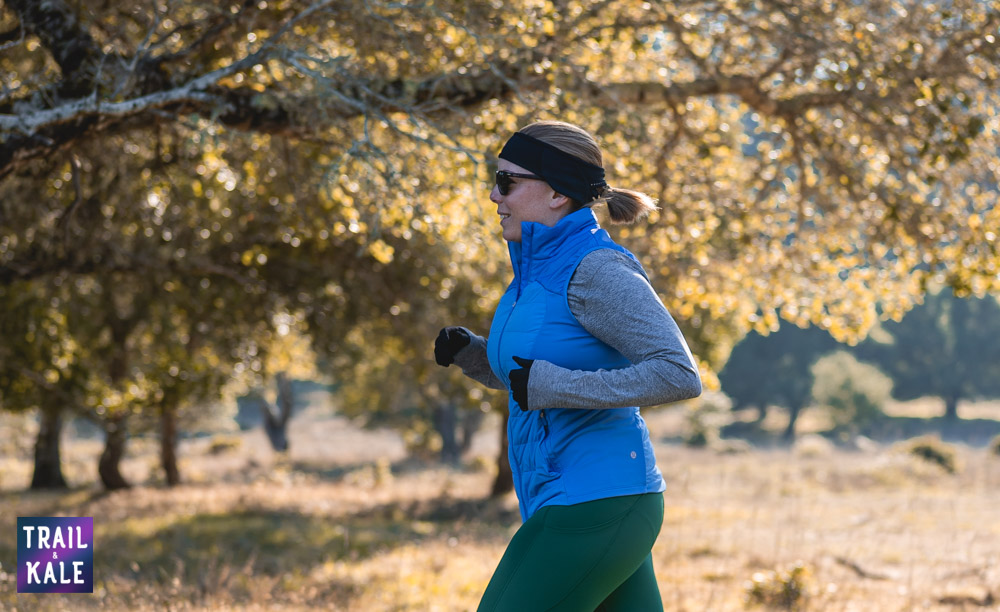 Helen getting her 'jog on' to stay warm on the trails during the colder months here in California