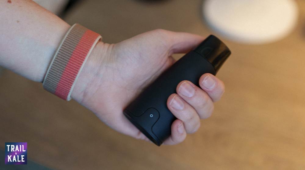 It has been designed to be small enough to easily fit in the palm of your hand as well as take on the go with you. It will fit in most pockets, and easily stows inside a small handbag.