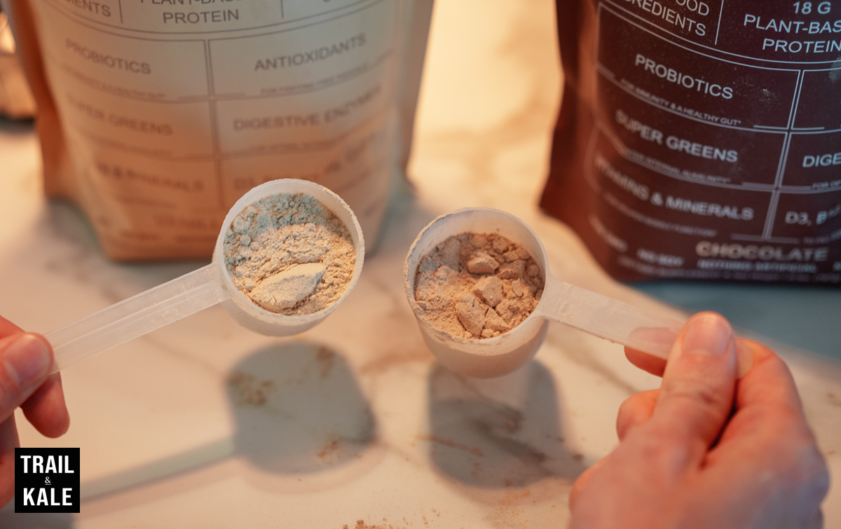 Lyfe Fuel Daily Essentials Vanilla on the left, chocolate on the right