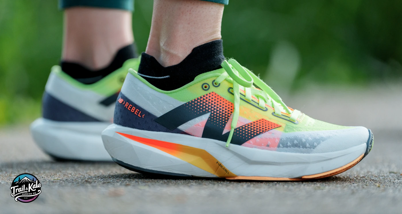 Side profile of the New Balance FuelCellRebel V4 running shoe