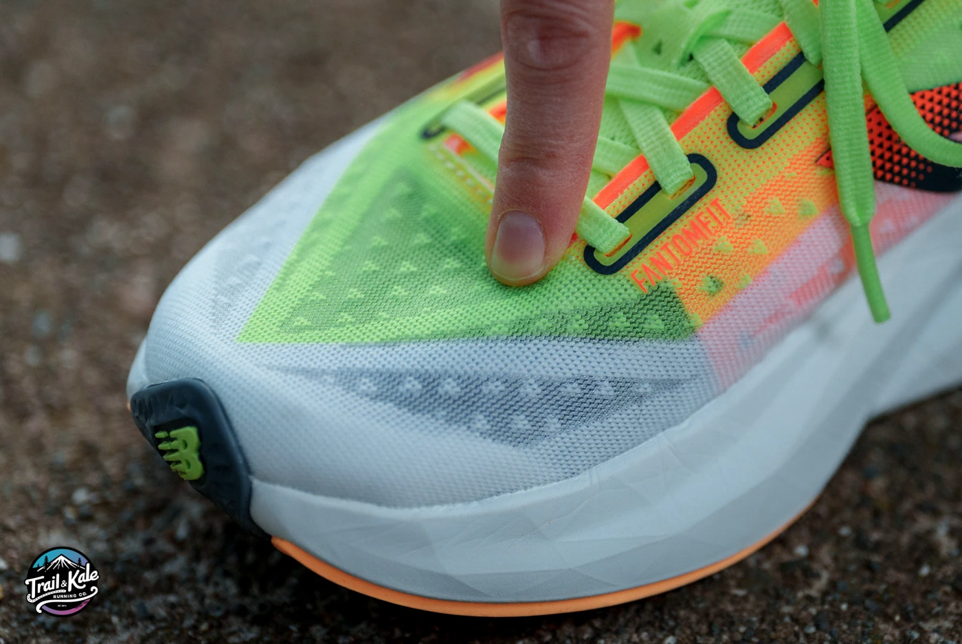 A closer look at the breathable mesh upper on the New Balance Rebel V4 running shoe