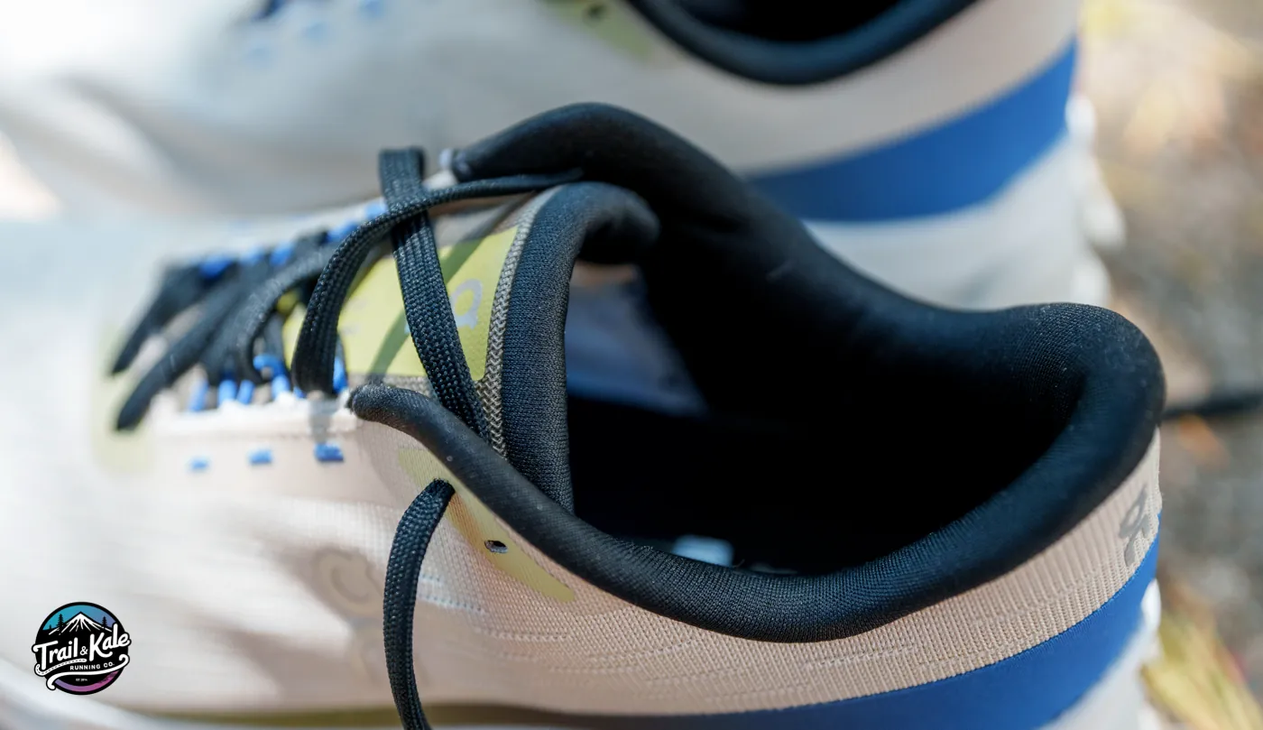 That comfortable tongue and collar area of the On Cloudspark, plus extra lace eyelets, should you need them (I did not). On Cloudspark Review on Trail & Kale