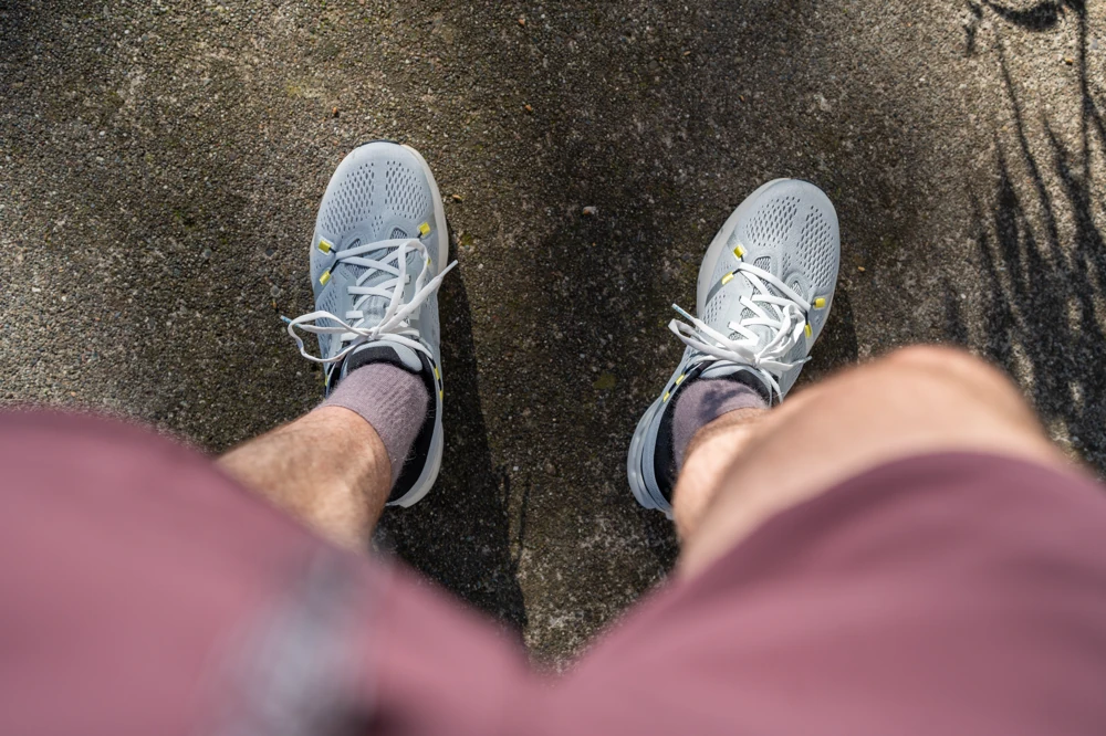 On Cloudsurfer 2 on my feet, show the upper design