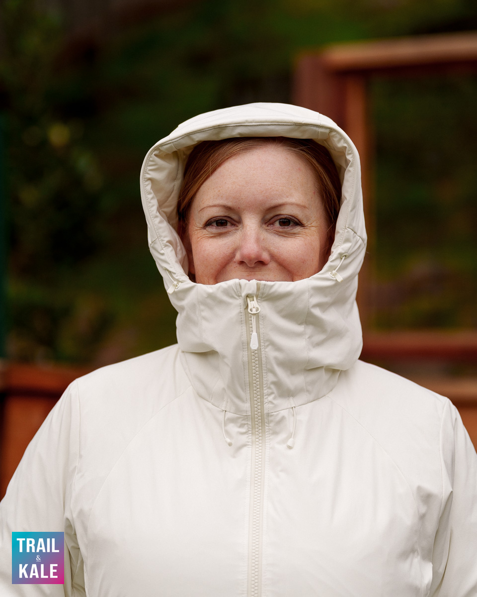 PAKA Apu Parka large hood easiliy fits a ski helmet in it