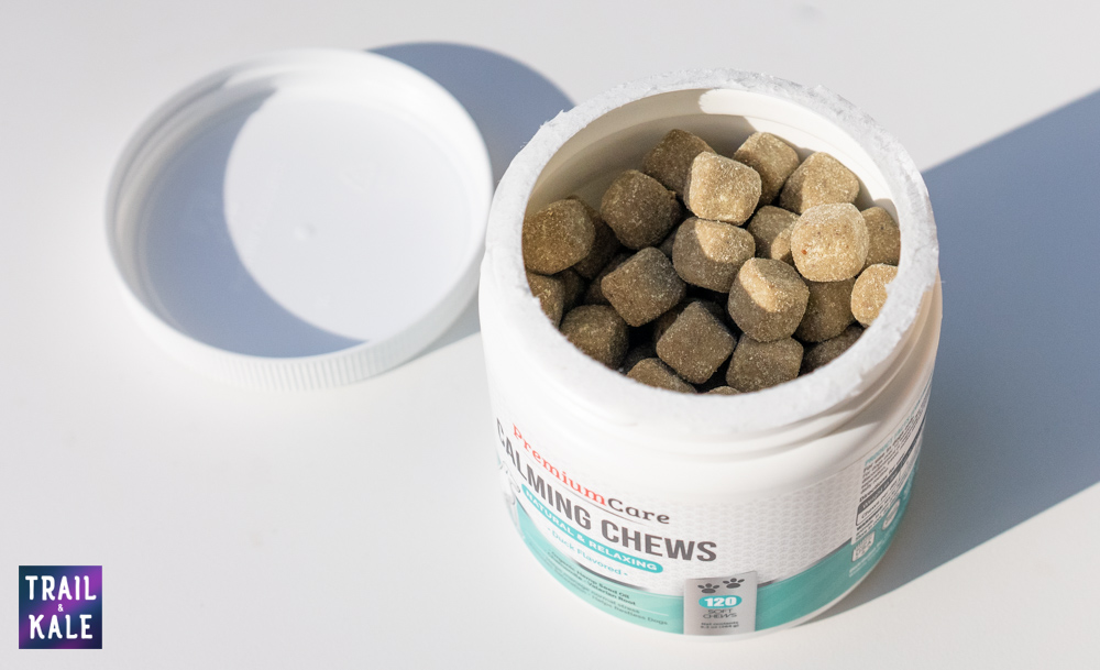 Premium Care Calming Chews For Dogs Trail and Kale web wm 1