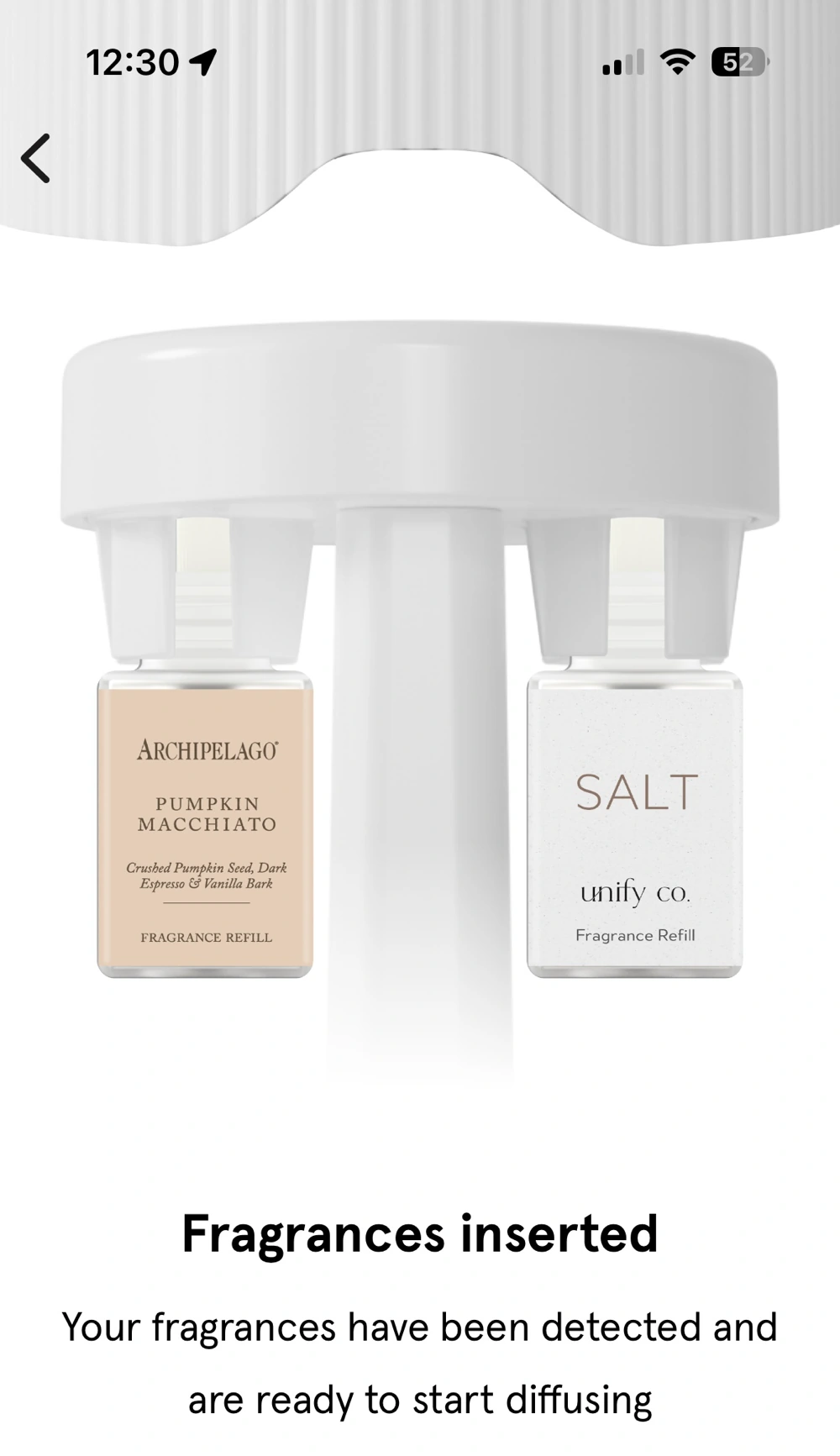 I love how the App automatically recognises what scent you insert into the diffuser