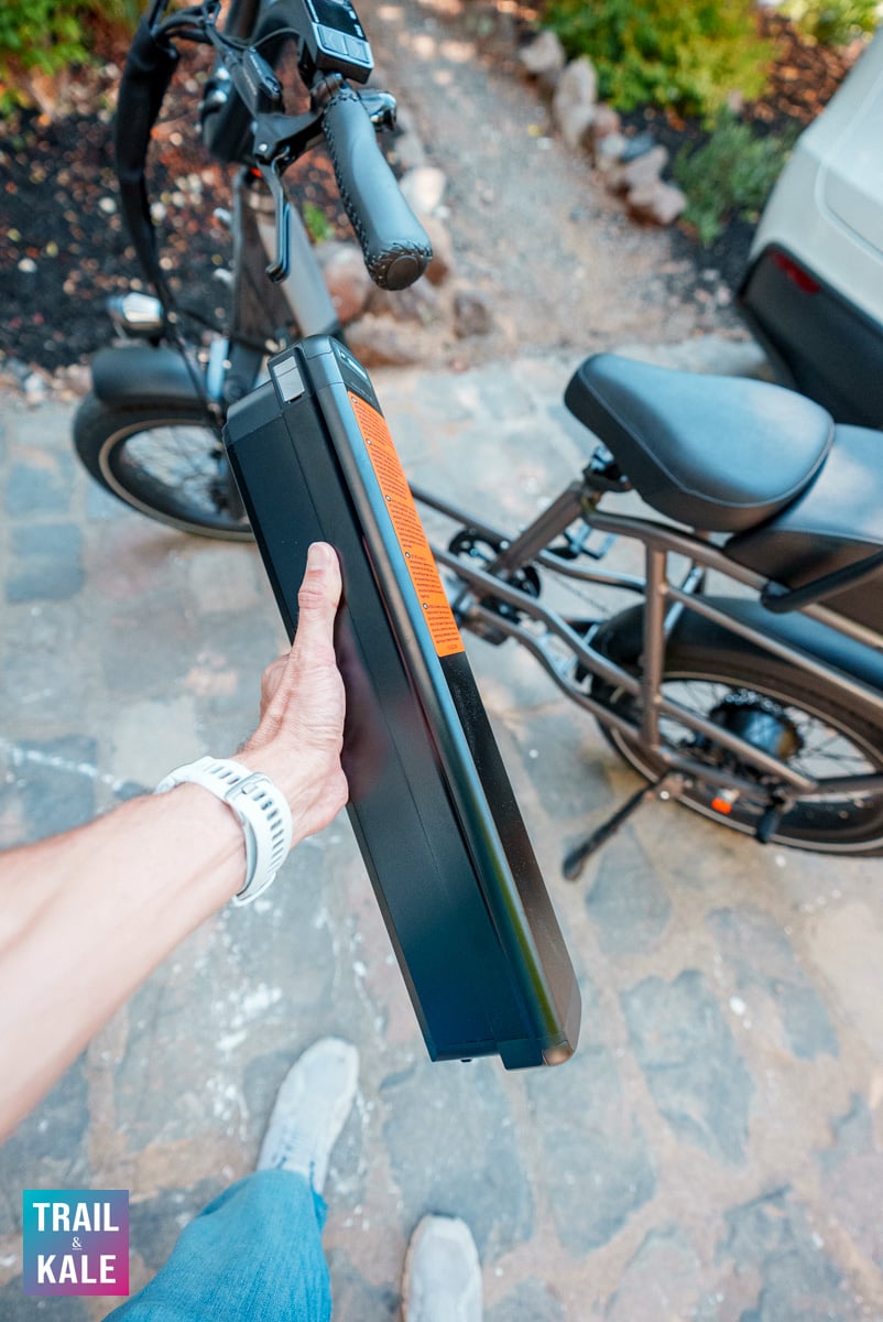 The battery is relatively small and easy to pop in and out of the bike