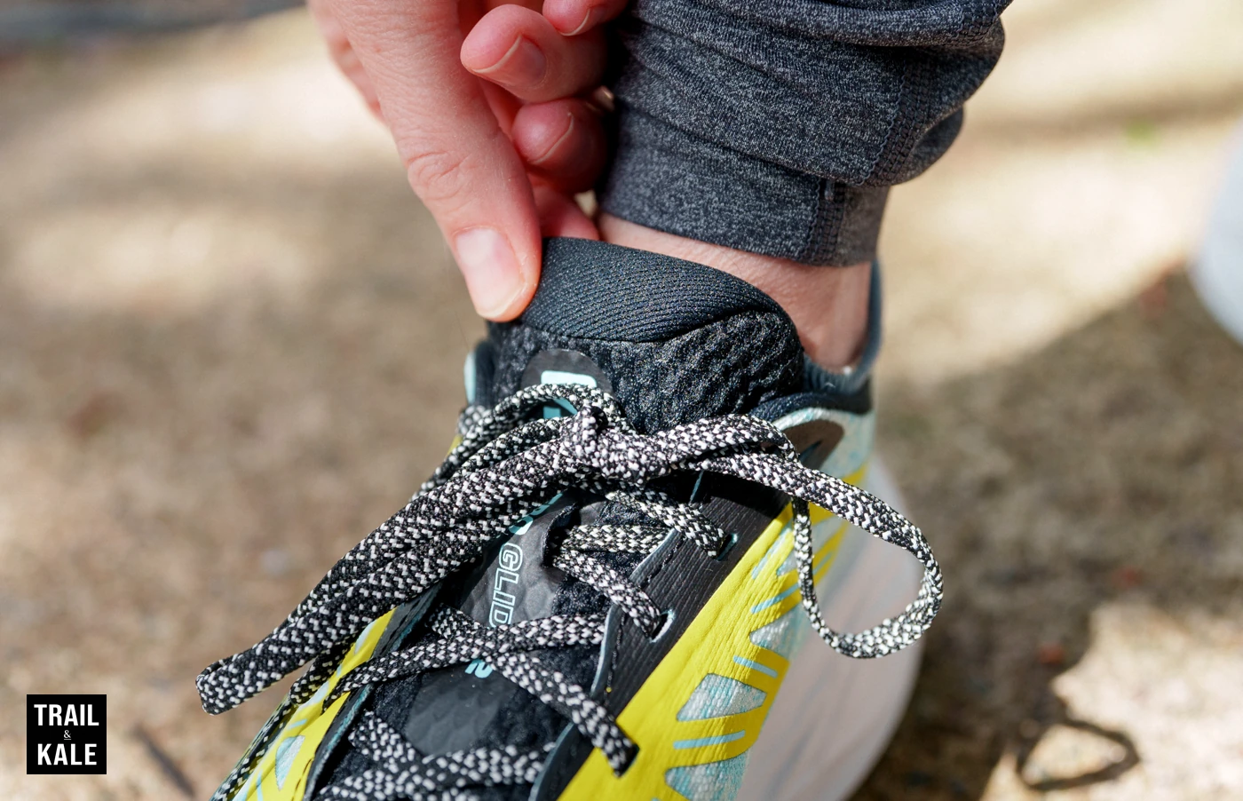 The well-padded tongue on the Salomon Aero Glide 2 running shoes.