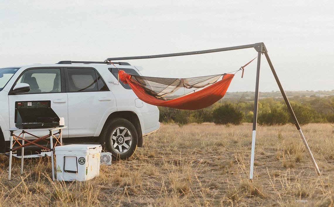Kammok Outpost hammock stand Featured on Trail and Kale