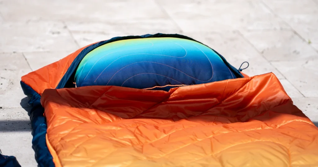 Rumpl pillow with the Wrap Sack Sleeping Bag